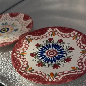 Antique Henriot Puimer hand painted French ceramic plates.